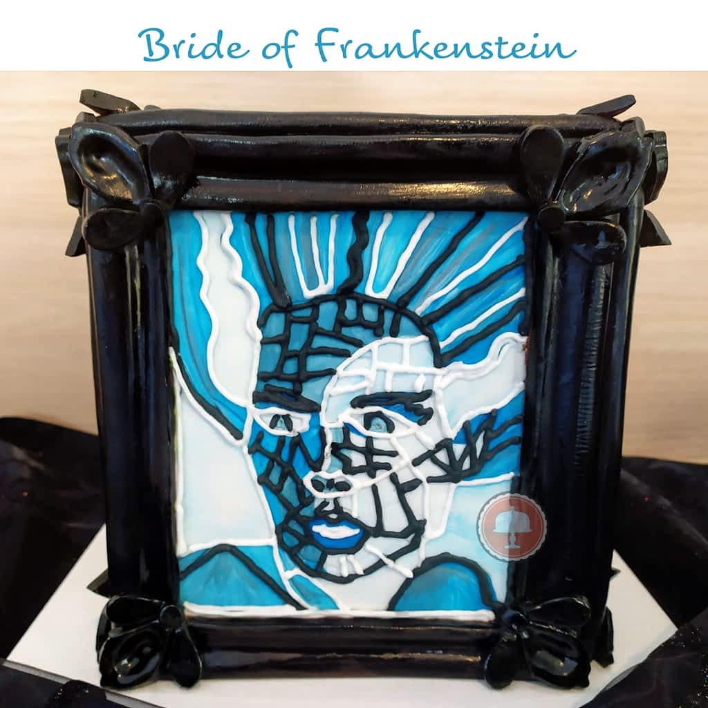 Spooky Halloween Cake Ideas - Stained Glass Movie Monster Cake - CakeLovesMe - Piping for Cakes, Character Cakes, Halloween Cakes, Stained Glass Cake - halloween cake ideas - royal icing