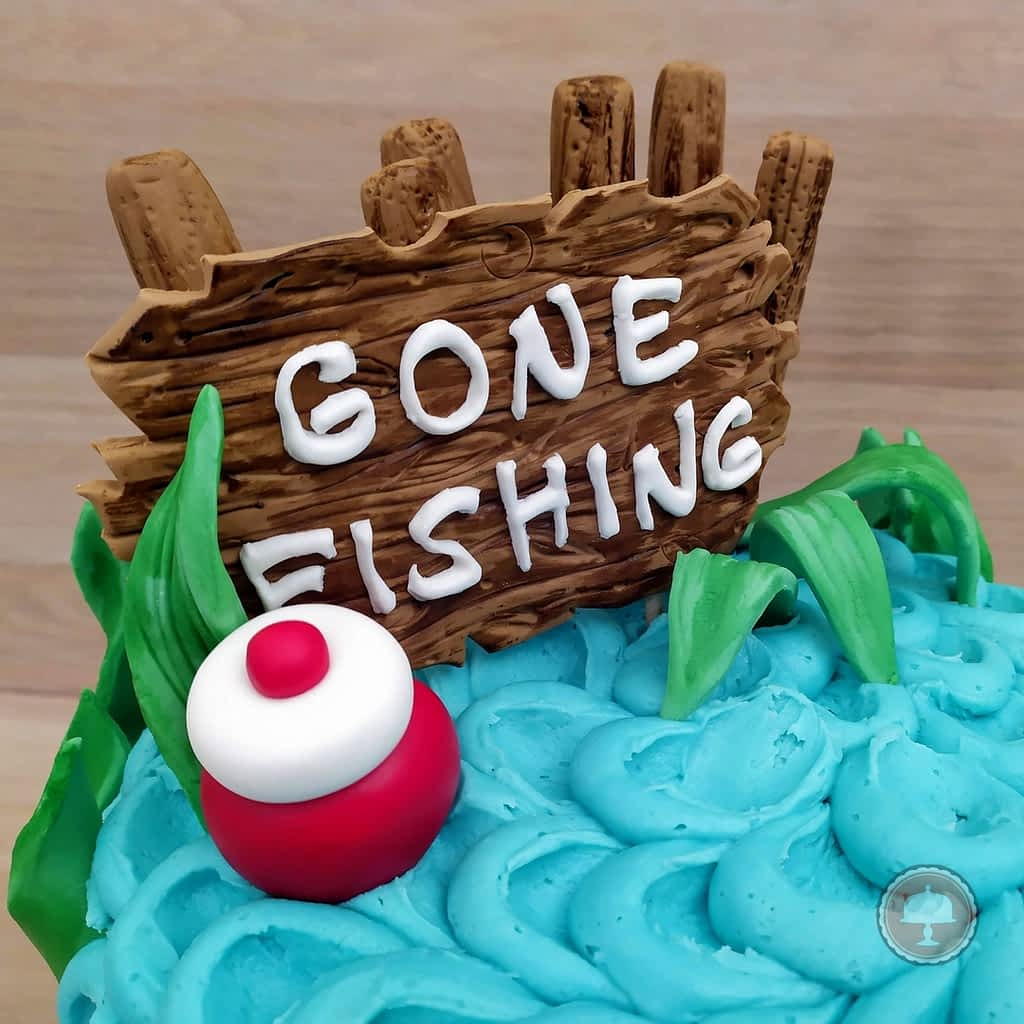 gone fishing cake fondant cake topper signage