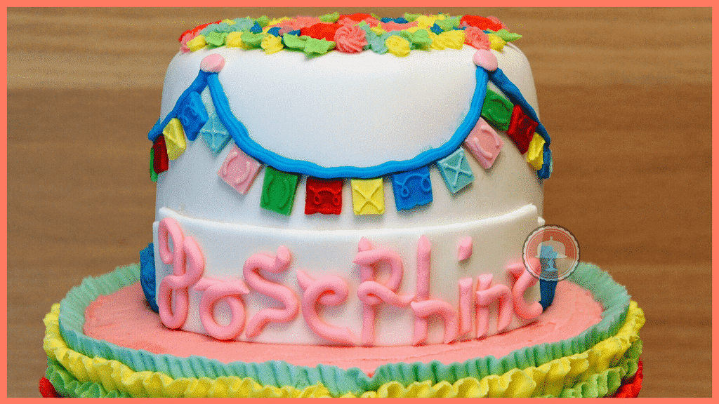 1st Birthday Fiesta Cake with Ruffle Piping - CakeLovesMe - Piping for Cakes - dark chocolate cake design - Piping for Cakes