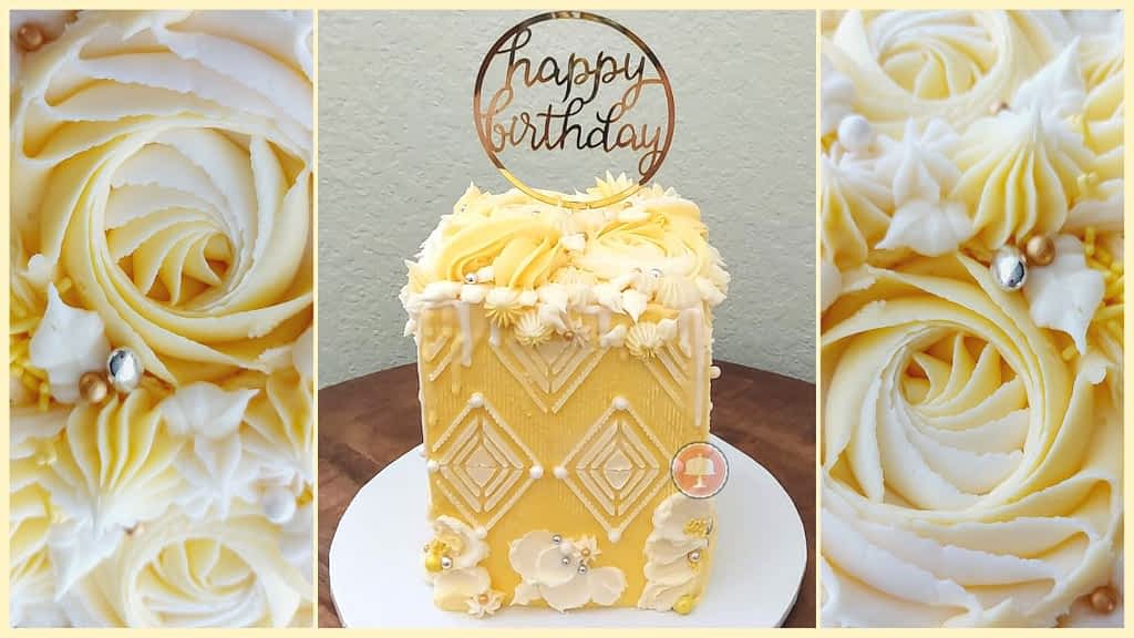 Exquisite Buttercream Stencil Cake Design - CakeLovesMe - Birthday Cakes - buttercream stencil cake design - Birthday Cakes