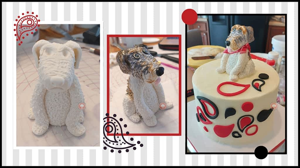 dog themed birthday cake fondant cake topper paisley print 