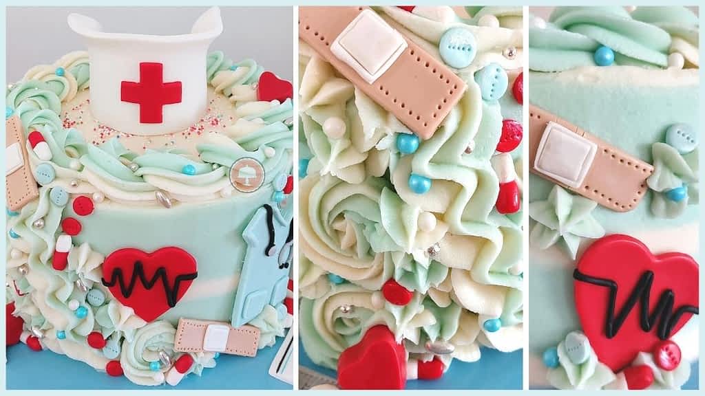 Memorable Nursing Retirement Cake - CakeLovesMe - Fondant Cakes, New!, Special Occasion Cakes - nursing retirement cake -