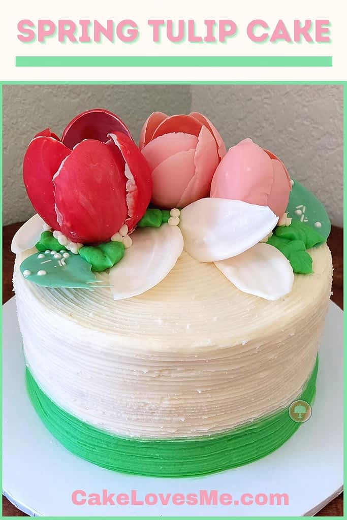 spring cake ideas with chocolate tulip cake toppers raspberry cake filling 