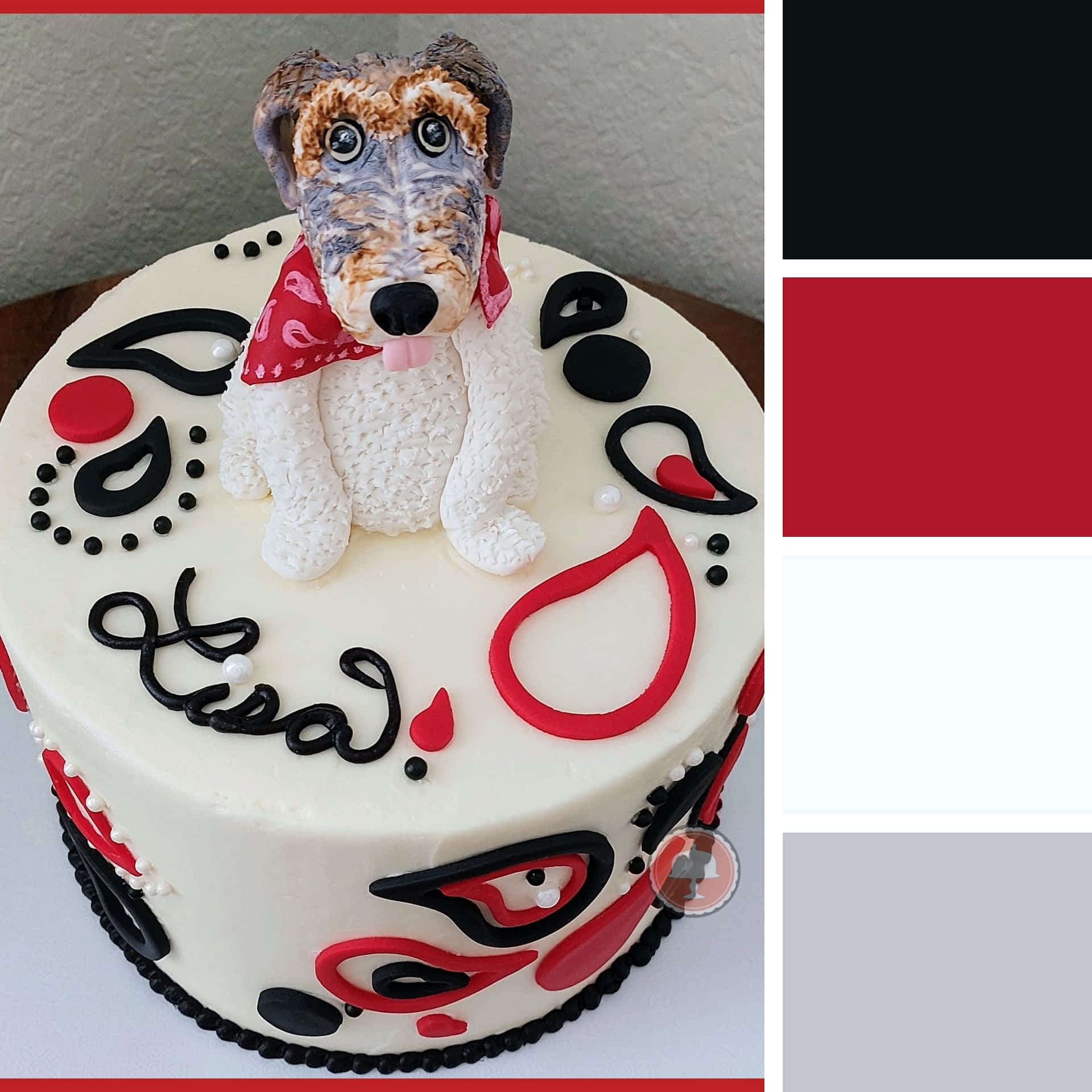 birthday cakes dog theme paisley pattern fondant dog cake topper raspberry cake filling 