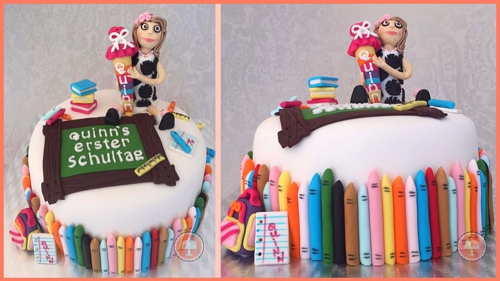 Colorful - 1st Day Back to School Cake - CakeLovesMe - Fondant Cakes, Special Occasion Cakes - back to school cake -