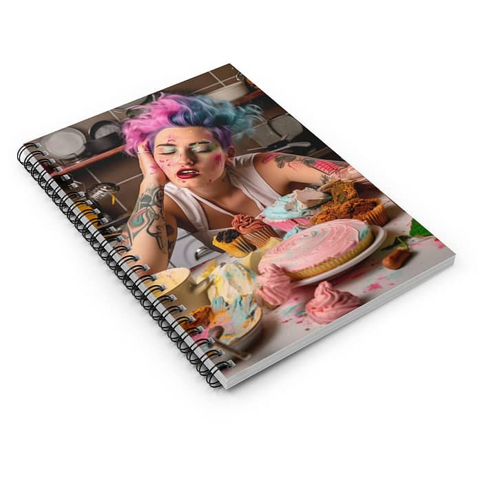 The Exhausted Cake Baker - Spiral Notebook - Ruled Line - CakeLovesMe -