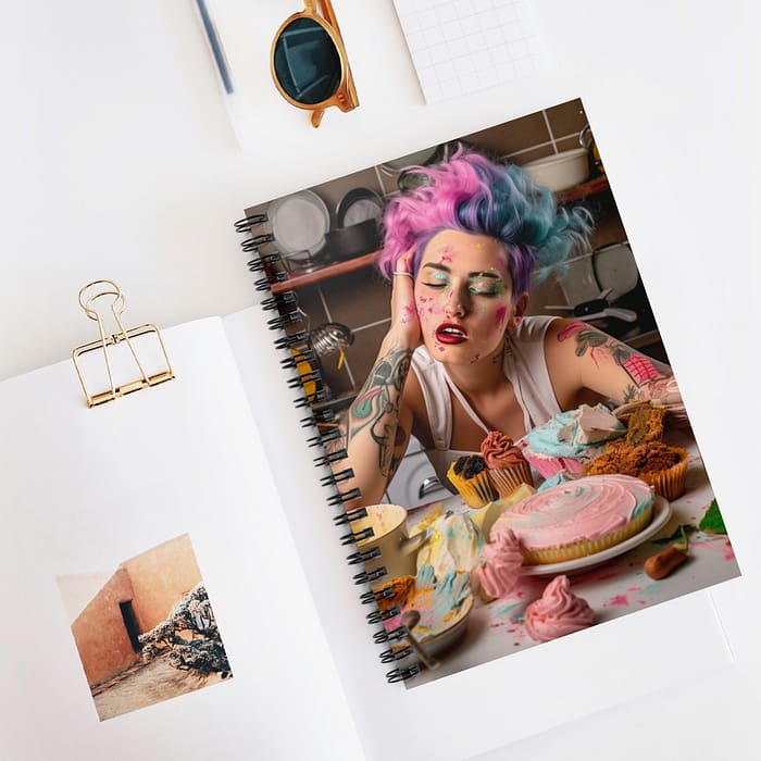 The Exhausted Cake Baker - Spiral Notebook - Ruled Line - CakeLovesMe -