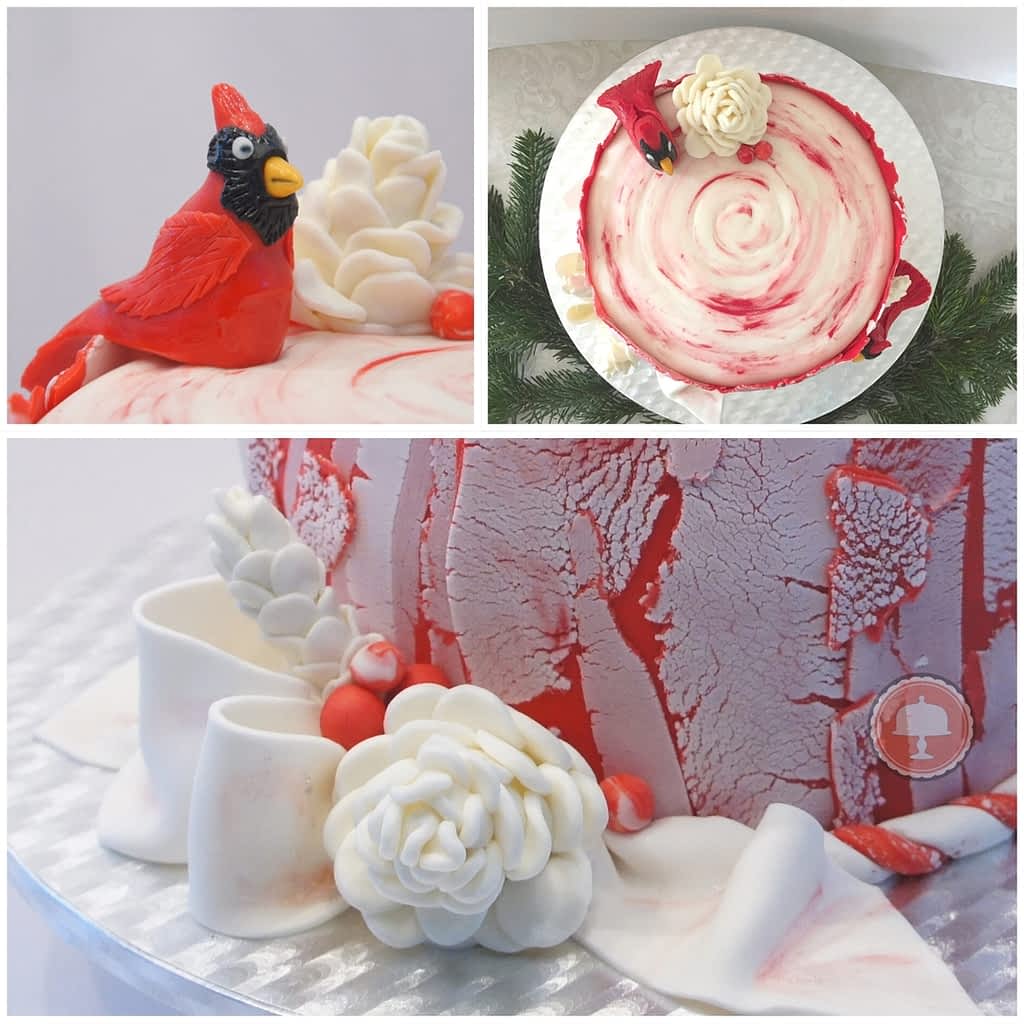 Enchanting Winter Cardinal Cake Design Tutorial - CakeLovesMe - Holiday Cakes - christmas holiday cake ideas - Holiday Cakes