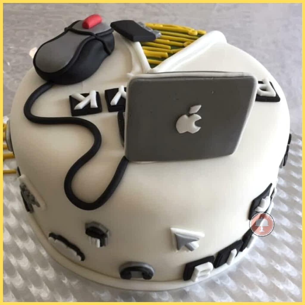 Easy 18th Birthday Computer Cake Design: Tech-Themed - CakeLovesMe - Cake Baking Tips and Tricks, Cake Trends, Special Occasion Cakes - mini cake ideas -