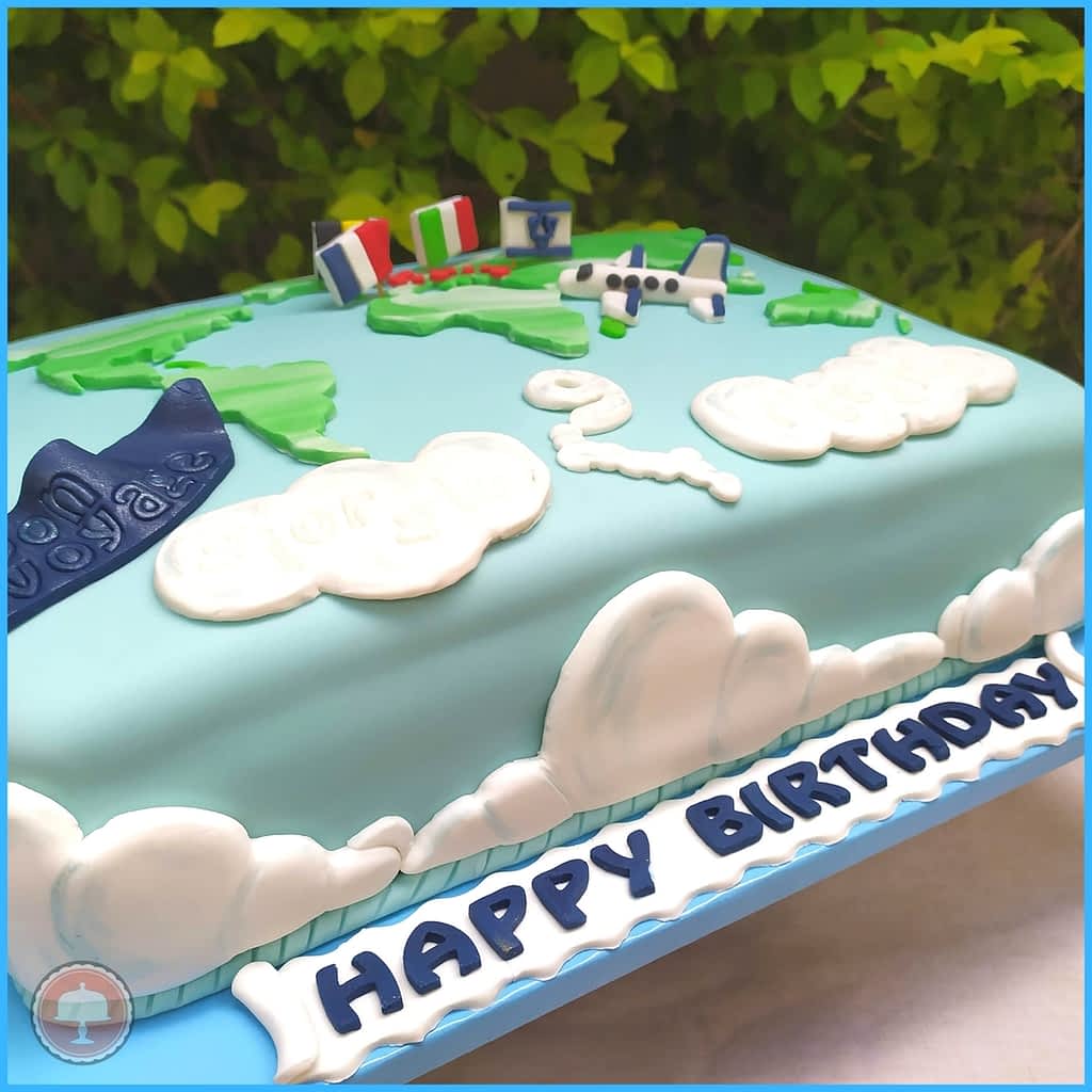 World Map Travel Cake - Birthday Cake Ideas - CakeLovesMe - Fondant Cakes - succulents cake ideas - Fondant Cakes