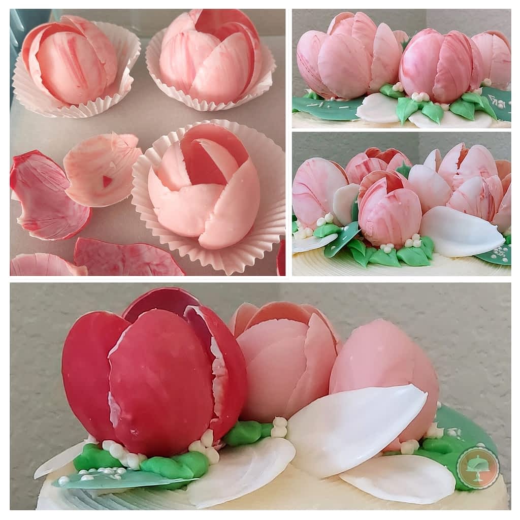 Vibrant Spring Cake Ideas - Chocolate Tulip Cakes - CakeLovesMe - Cake Baking Tips and Tricks, Cake Trends, Special Occasion Cakes - mini cake ideas -