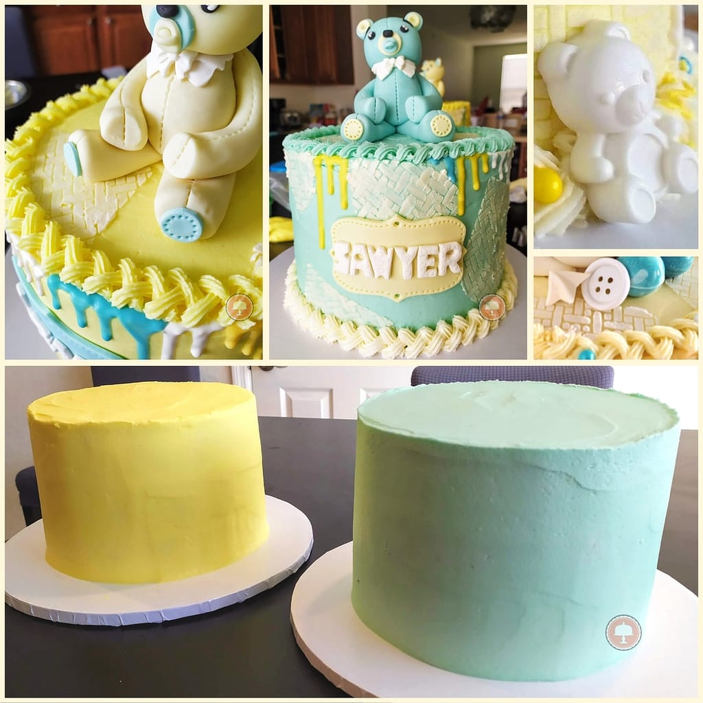 2 Adorable Baby Shower Cake Ideas 9 2 adorable baby shower cake ideas fondant teddy bear cake toppers candy melt drip sides candy melt molds