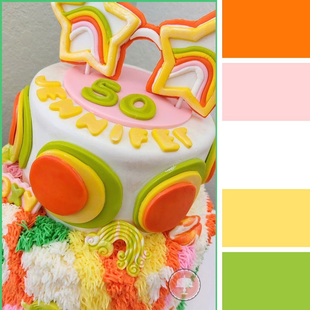 70's themed cake color palette 