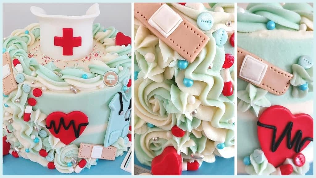 Memorable Nursing Retirement Cake - CakeLovesMe - Cake Baking Tips and Tricks, Cake Trends, Special Occasion Cakes - mini cake ideas -