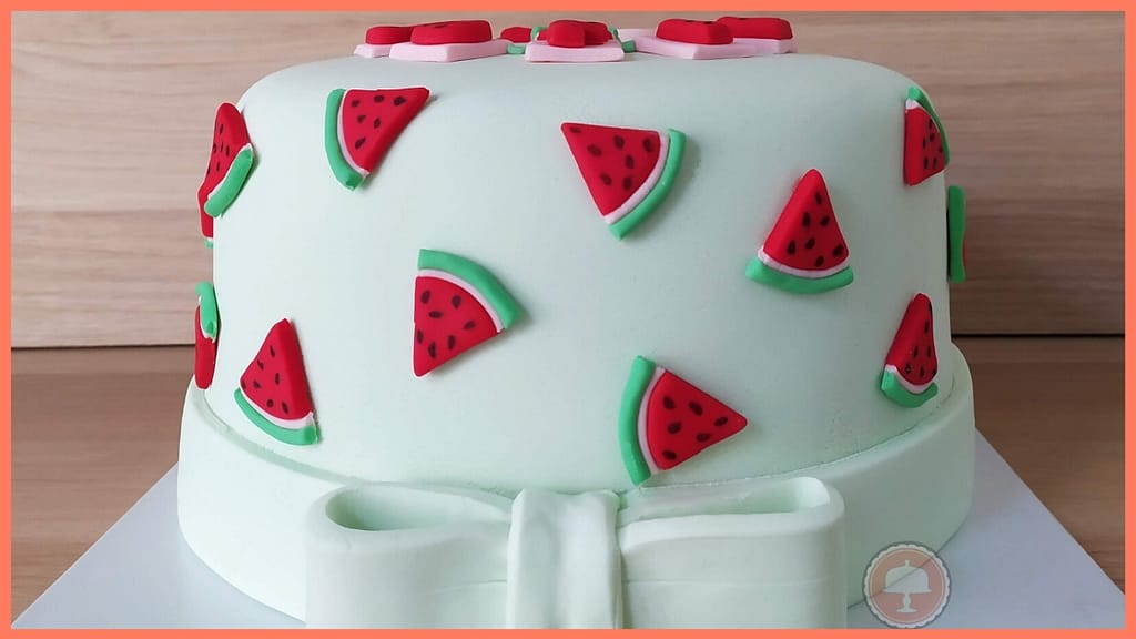 About 22 watermelon cake fondant red green summer