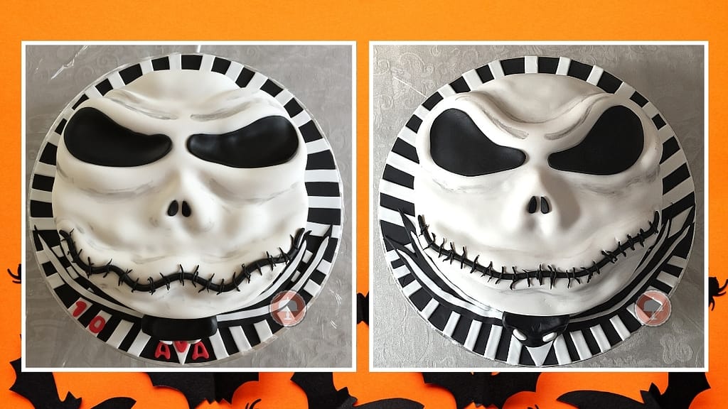 Jack Skellington Cake - Mischievous Nightmare Before Christmas Cake 2 jack skellington cake with black and white fondant