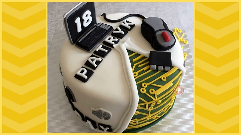 About 17 fully covered fondant computer cake