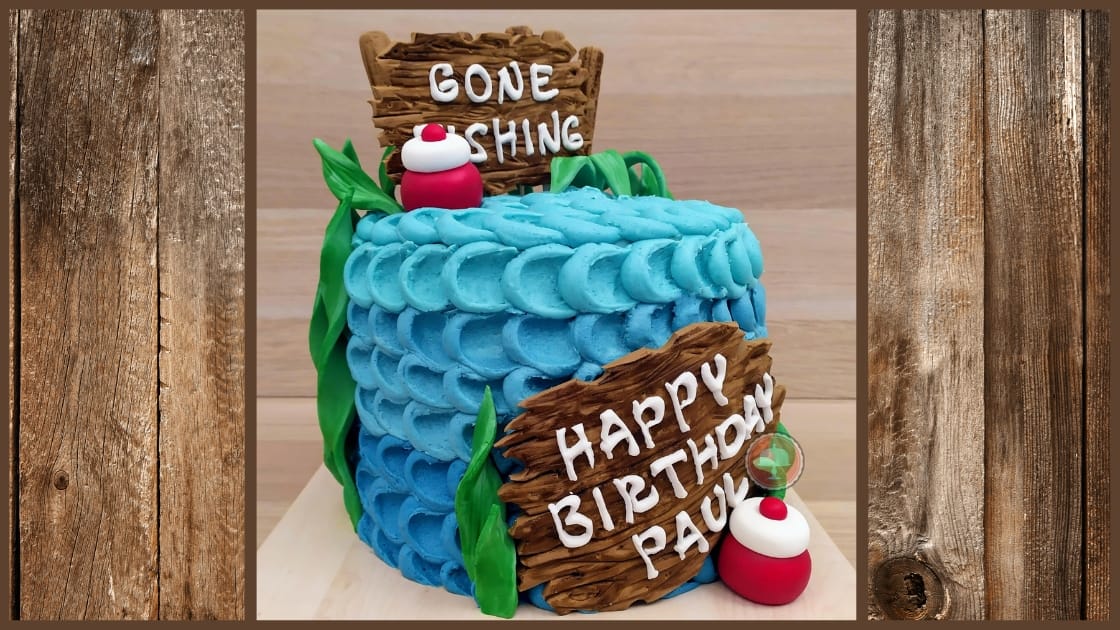 gone fishing cake with special buttercream frosting technique