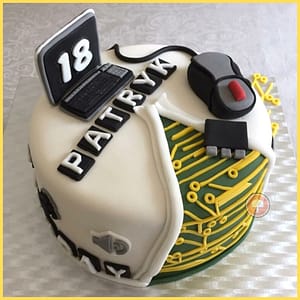 Easy 18th Birthday Computer Cake Design: Tech-Themed 6 computer cake birthday fully covered fondant cake