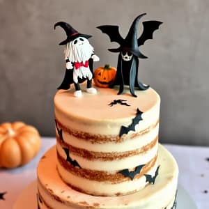 halloween cake with fondant cake toppers 