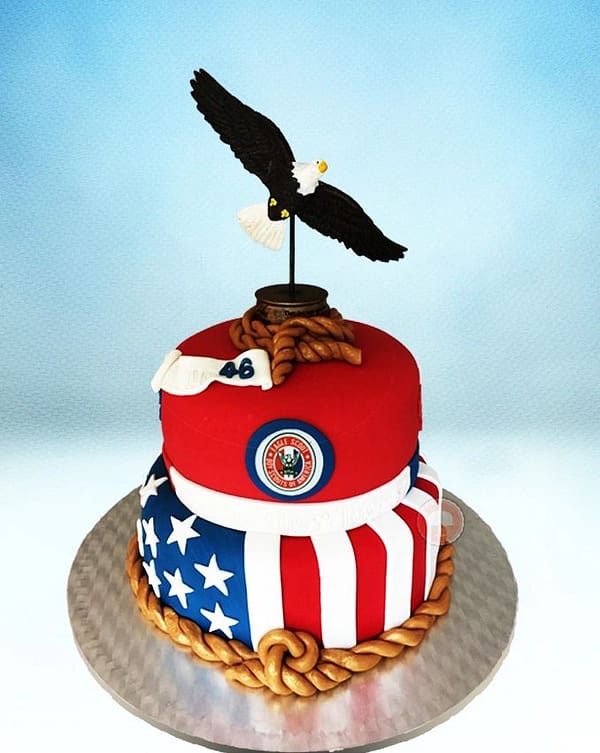 Eagle Scout Cake Idea with Pictures 10 eagle scout cake red white and blue with fondant and eagle on top two tier