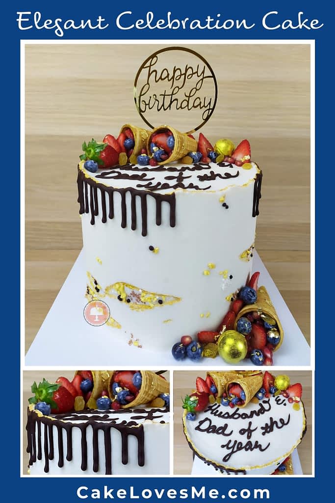 Elegant Celebration Cake with Fresh Fruit Cake Toppers - CakeLovesMe - New Cake Designs!, Cake Trends, Piping for Cakes, Special Occasion Cakes - fault line cake design -