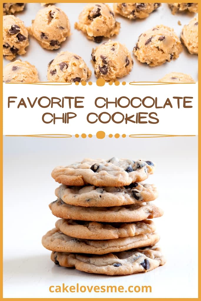 favorite chocolate chip cookies recipe with dark chocolate chips chocolate chunks and shavings 