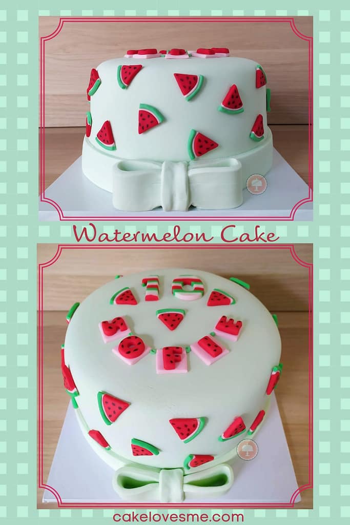 watermelon cake fondant red green summer