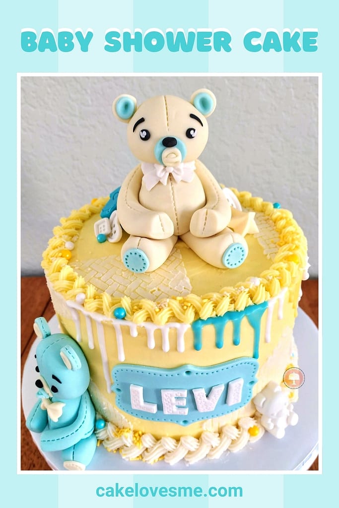 2 Adorable Baby Shower Cake Ideas 10 adorable baby shower cake ideas fondant bear cake toppers candy melt drip sides candy melt molds vanilla buttercream creative piping