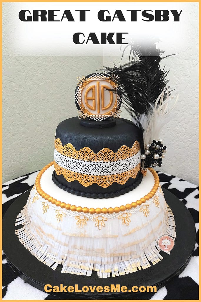 Great Gatsby Cake from Roaring 20's: How To Guide 27 great gatsby cake roaring 20's cake fully fondant covered cake with wafer paper luster dust and edible lace