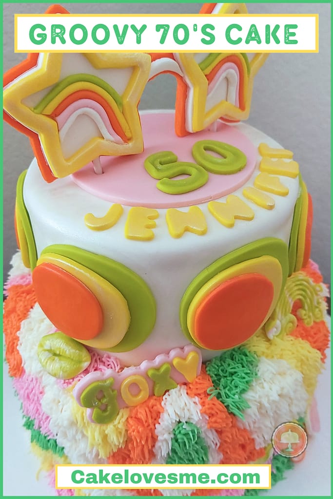 Groovy 70s Themed Cake: How To Design 20 70s Themed Cake lemon curd cake filling with shag carpet piping technique