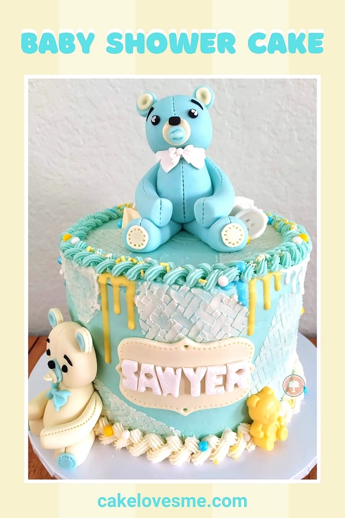 2 Adorable Baby Shower Cake Ideas 14 adorable baby shower cake ideas fondant bear cake toppers candy melt drip sides candy melt molds vanilla buttercream creative piping