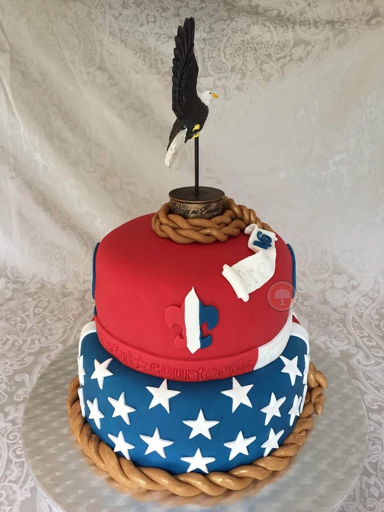 Eagle Scout Cake Idea with Pictures 8 eagle scout cake red white and blue with fondant and eagle on top two tier