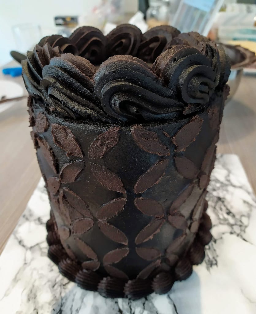 cake for valentine's rich dark chocolate cake with cake stencil detail