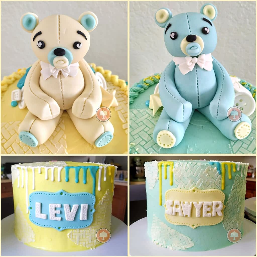 2 adorable baby shower cake ideas fondant teddy bear cake toppers candy melt drip sides candy melt molds
