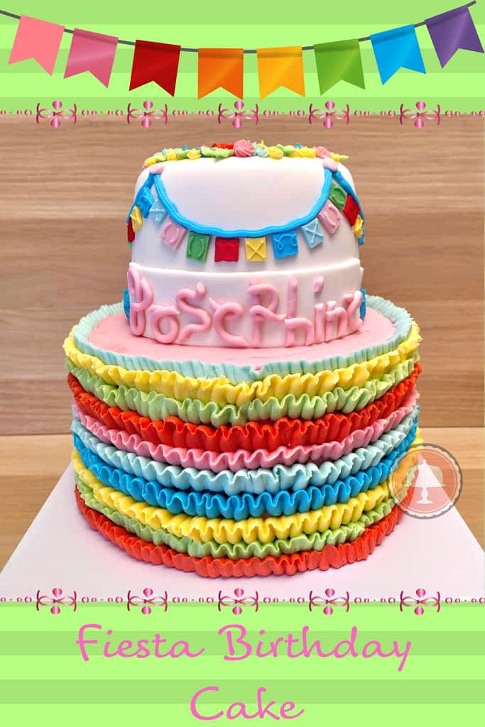 fiesta cake birthday mexican 1st birthday multicolor layered ruffles buttercream festive