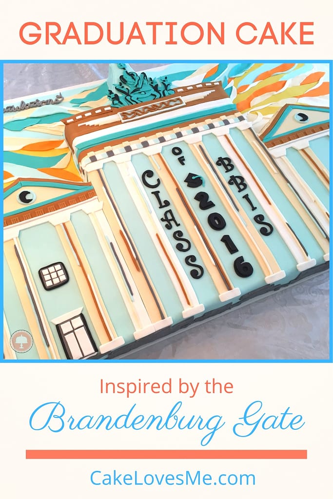 large graduation cake Brandenburg gate berlin Germany fondant cake topper letterpress 