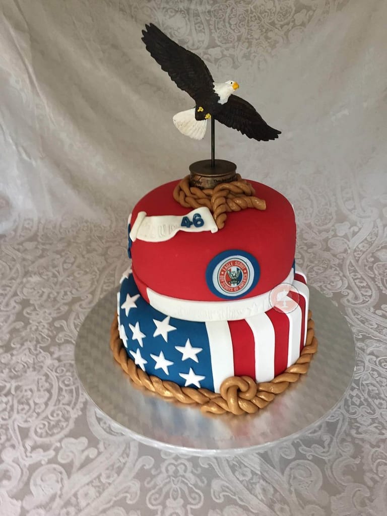Eagle Scout Cake Idea with Pictures - CakeLovesMe - Special Occasion Cakes, Fondant Cakes - Eagle Scout Cake - Troop 46