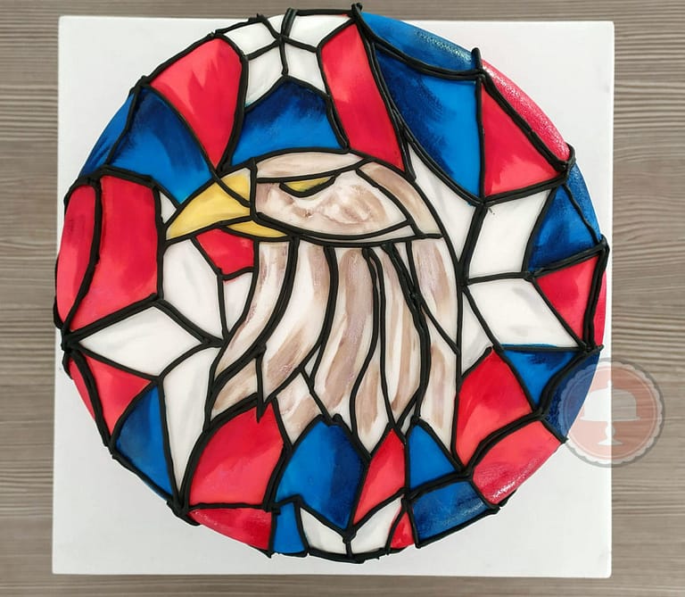 stained, glass, cake, technique, 4th of july