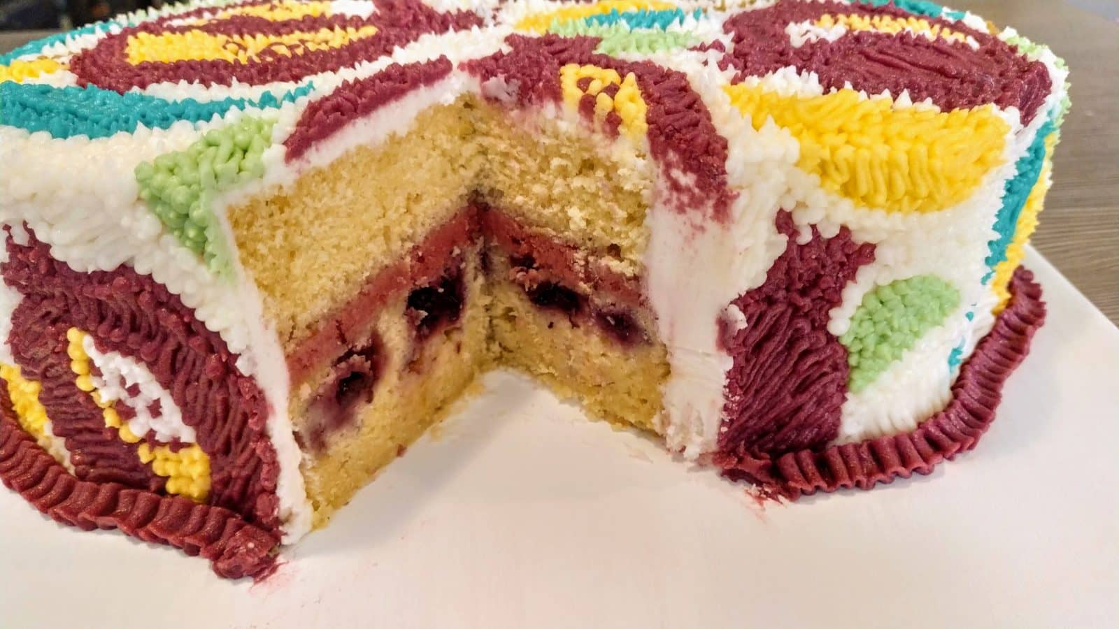 Delicious Hamsa Hand Cake - Shana Tovah - CakeLovesMe - New!, Cake Trends, Piping Technique, Special Occasion Cakes - hamsa hand cake - lemon | pointillism | pomegranate