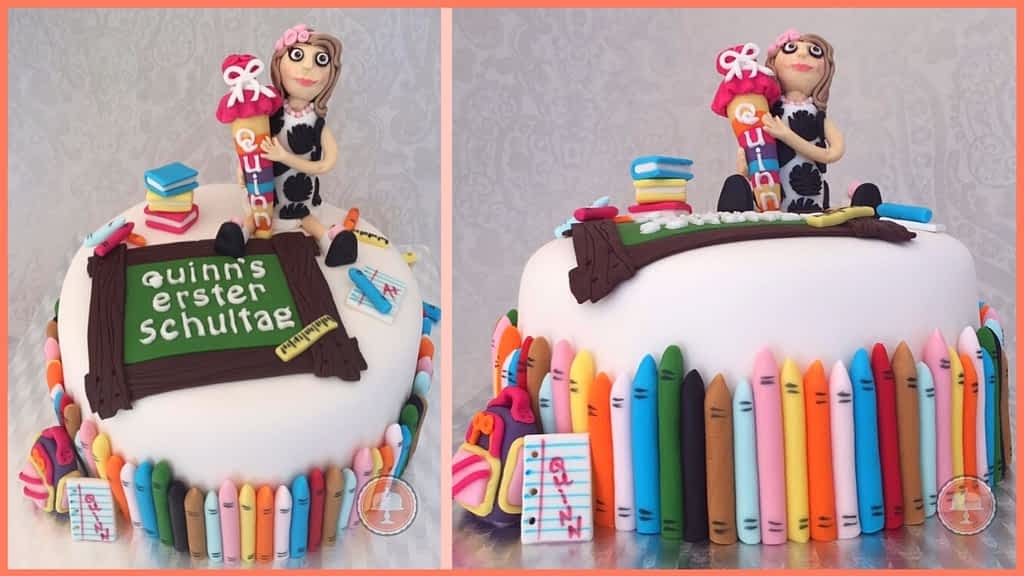 Colorful - 1st Day Back to School Cake - CakeLovesMe - Fondant Cakes - back to school cake - Fondant Cakes