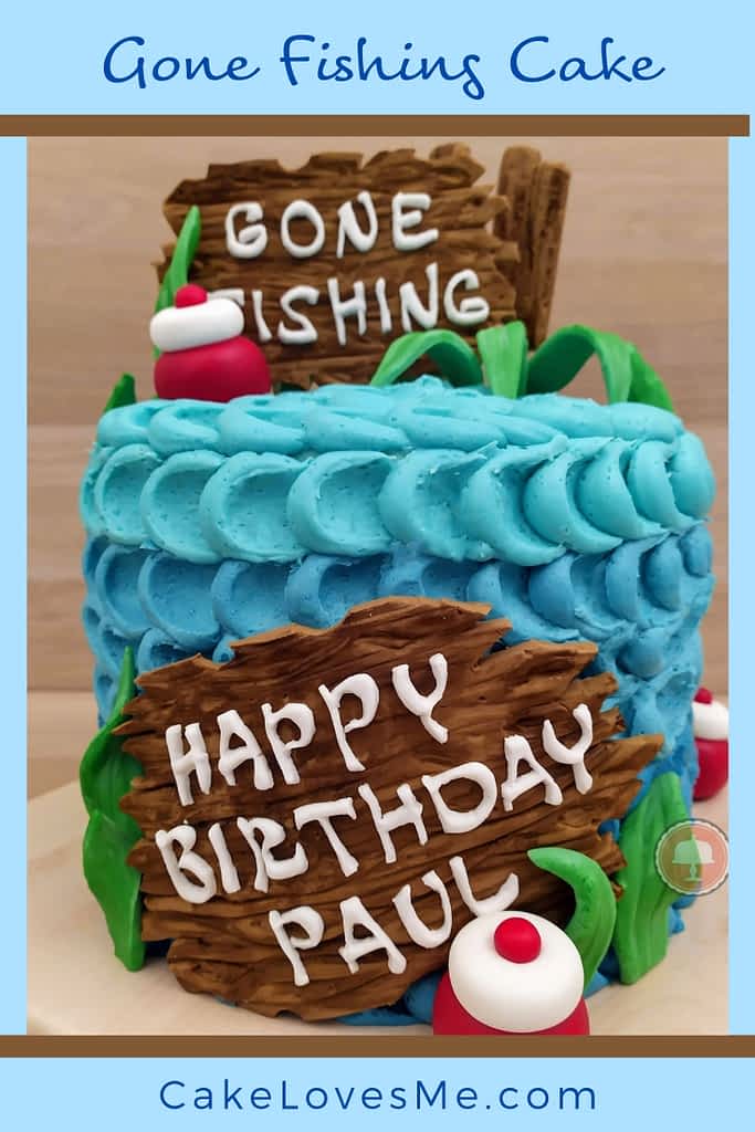 gone fishing cake with buttercream ombre