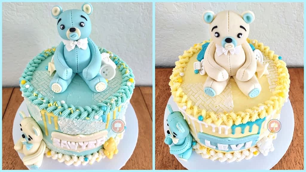 2 adorable baby shower cake ideas fondant bear cake toppers candy melt drip sides candy melt molds