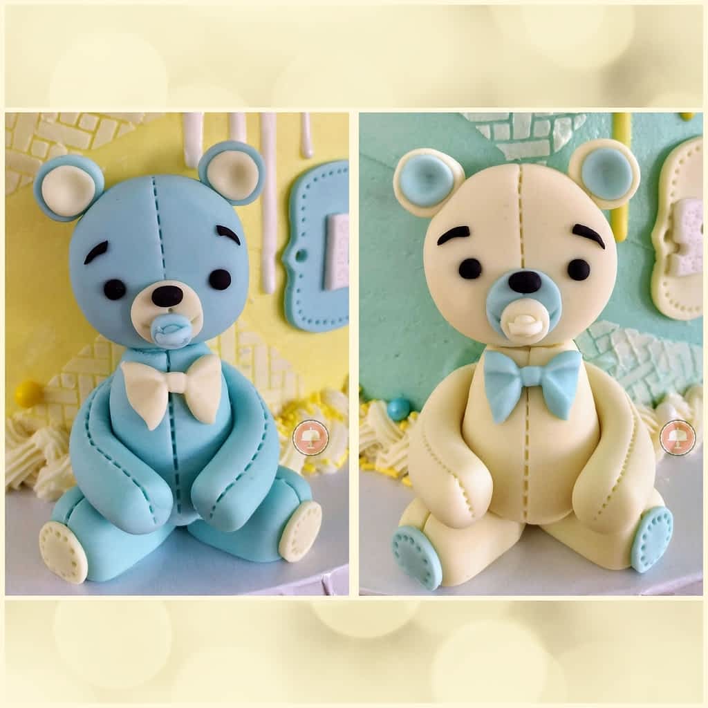 2 adorable baby shower cake ideas fondant teddy bear cake toppers 