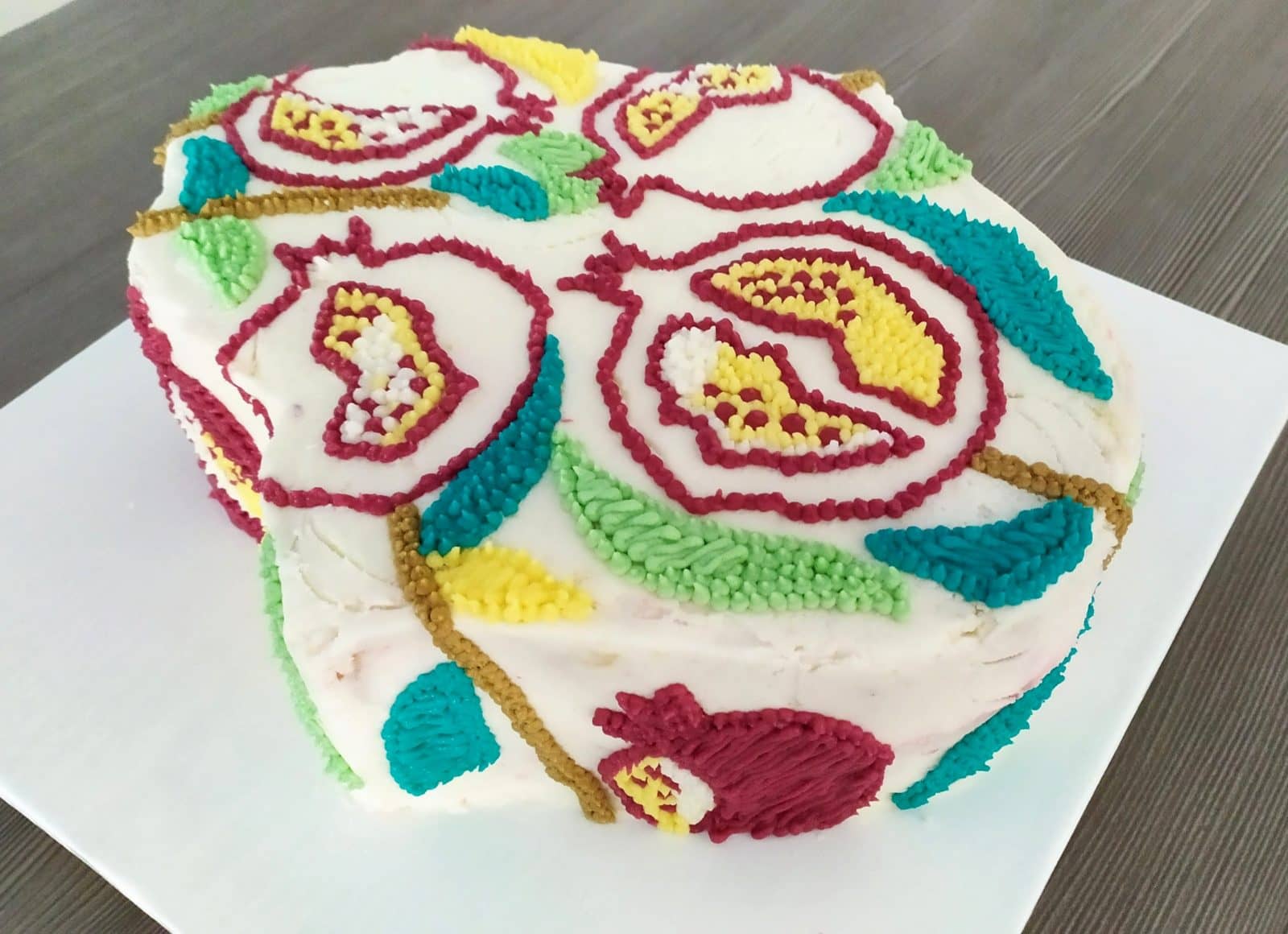 Delicious Hamsa Hand Cake - Shana Tovah - CakeLovesMe - New!, Cake Trends, Piping Technique, Special Occasion Cakes - hamsa hand cake - lemon | pointillism | pomegranate