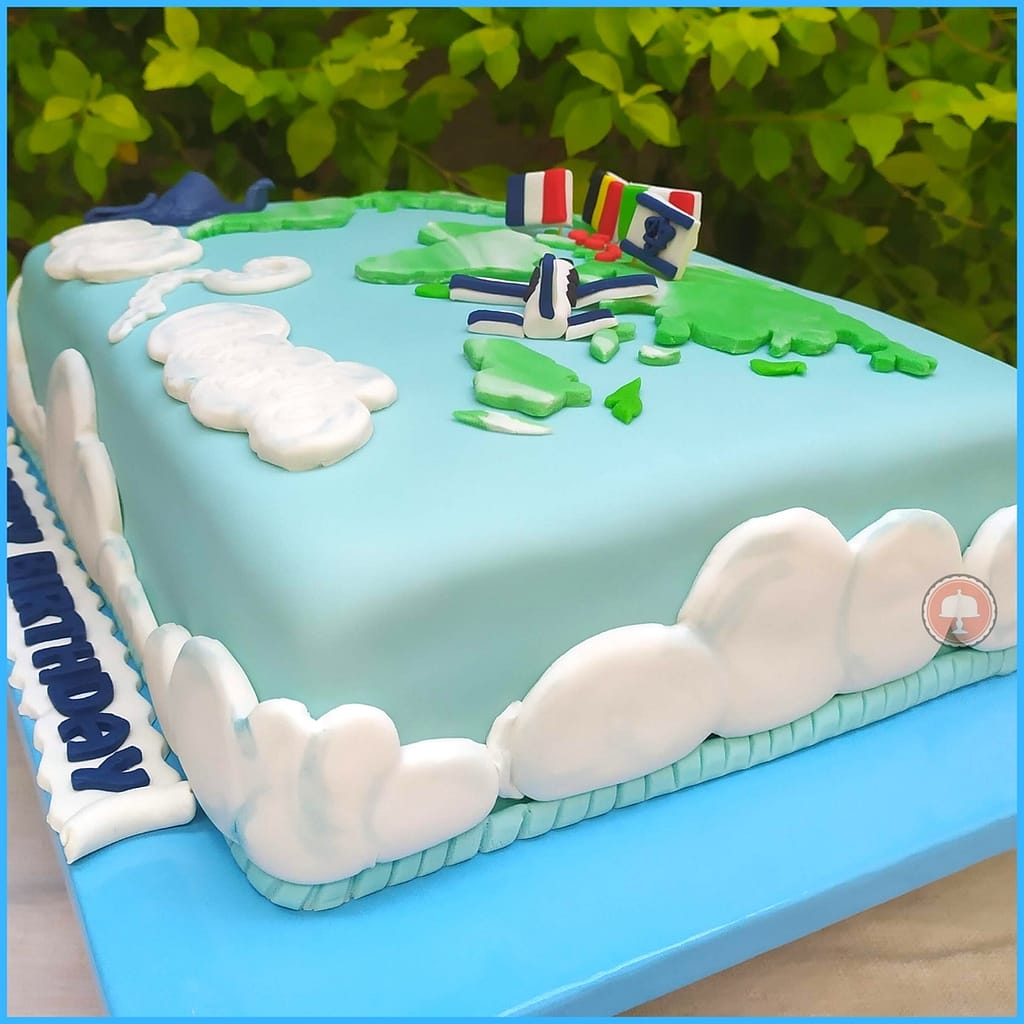 World Map Travel Cake - Birthday Cake Ideas - CakeLovesMe - New!, Cake - Birthday Cakes, Cake Trends, Fondant Cakes, Special Occasion Cakes - world map travel cake -
