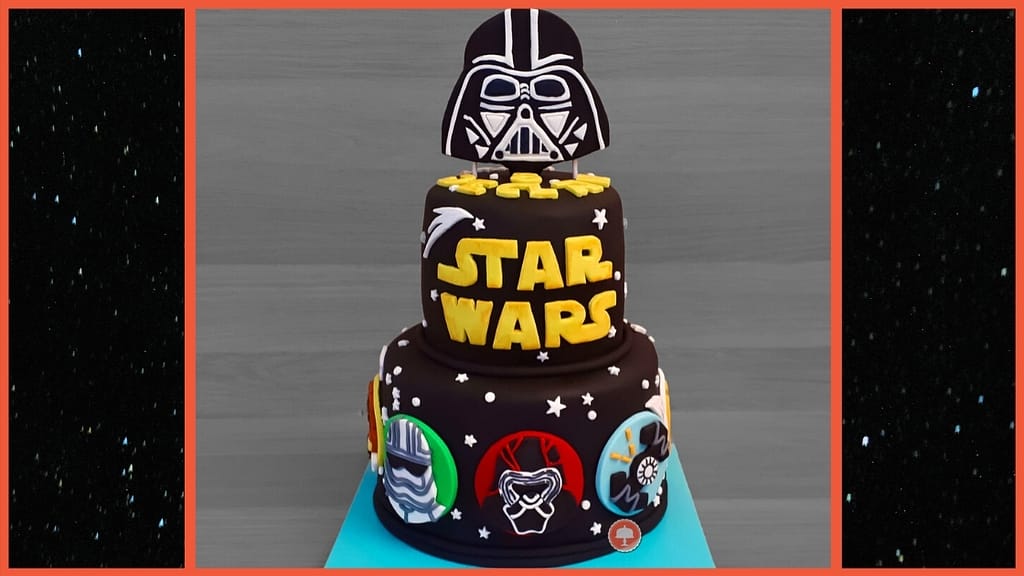 2 Tiered Star Wars Cake -The Force Awakens Cake Design - CakeLovesMe - New!, Character Cakes, Fondant Cakes - star wars cake -
