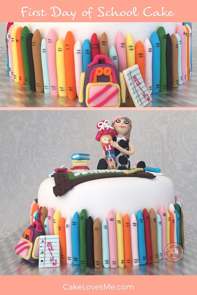 Colorful - 1st Day Back to School Cake 3 Colorful - 1st Day Back to School Cake - CakeLovesMe - Fondant Cakes, Special Occasion Cakes - back to school cake -